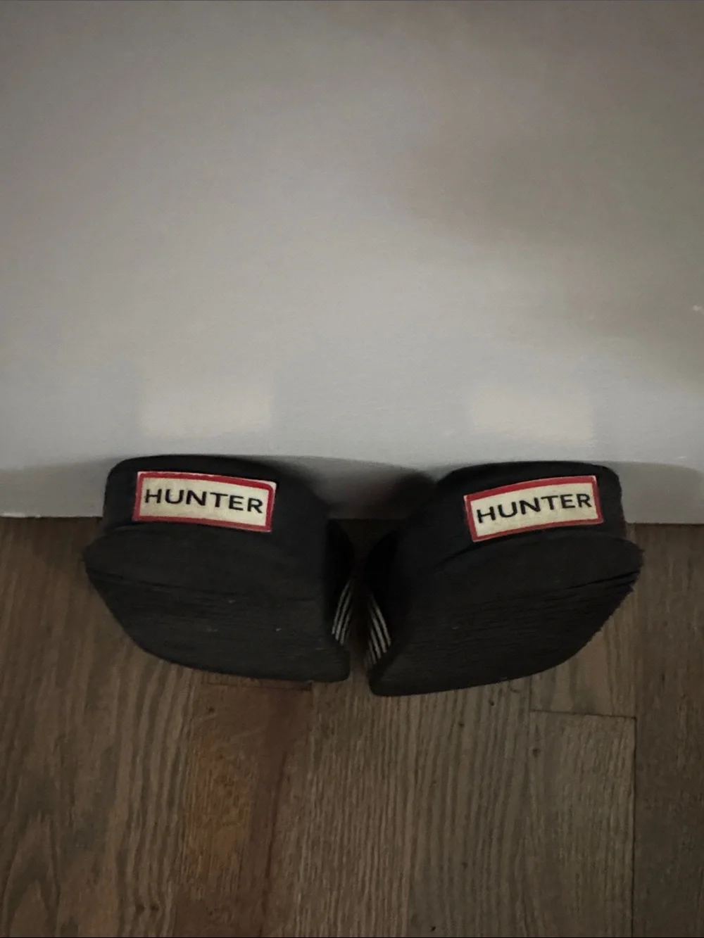 Hunter Black and White Kids Slide Sandals